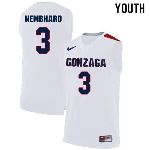 Youth #3 Andrew Nembhard Gonzaga Bulldogs College Basketball Jerseys Sale-White